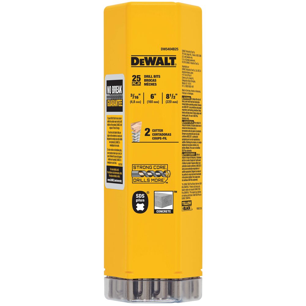 Dewalt DW5404B25 3 16 X 6 1 2 X 8 1 2 ROCK CARBIDE SDS HAMMER BIT 