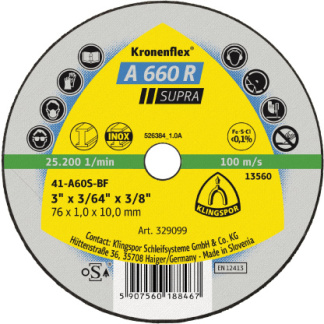 Klingspor 329096 A 660 R Small cutting-off wheels - 2 x 3/64 x 1/4 Inch flat