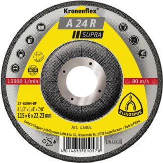 Klingspor 13401 A 24 R grinding discs - 4-1/2 x 1/4 x 7/8 Inch depressed centre