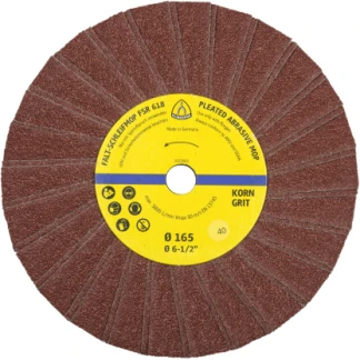 Klingspor 10187 FSR 618 abrasive mop wheels - 6-1/2 x 9/16 Inch grain 40 single-row 2 flaps per packet