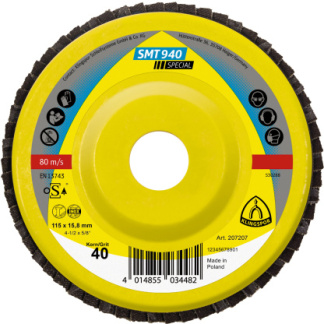 Klingspor 207207 SMT 940 abrasive mop discs - 4-1/2 x 5/8 Inch grain 40 flat
