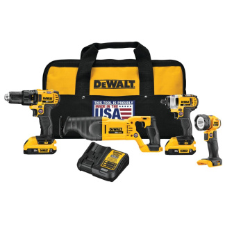 Dewalt DCK420D2 20V MAX 4 TOOL (DCD780, DCF885, DCS381 RECIP, DCL040) W/ 2 BATTERIES (2.0AH) AND BAG