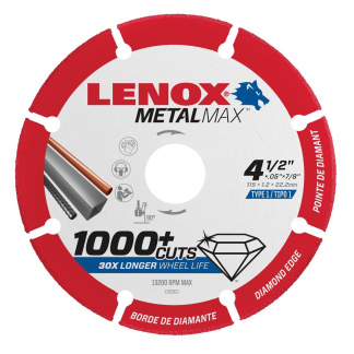Lenox 1972921 Metal Max 4-1/2" x 7/8" Angle Grinder Diamond Cut Off Wheel