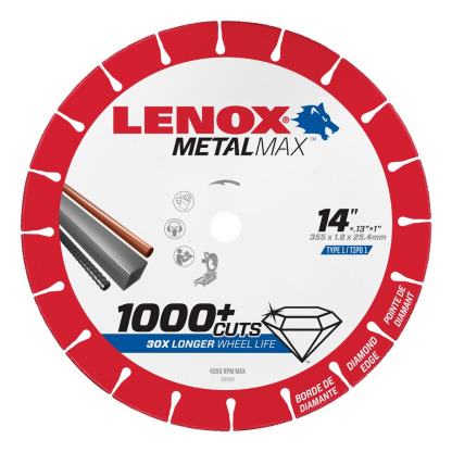 Lenox 1972929 Metal Max 14" x 1" Chop Saw Diamond Cut Off Wheel