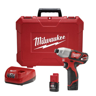 Milwaukee 2462-22 M12 12 Volt Lithium-Ion Cordless 1/4 in. Hex Impact Driver Kit