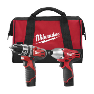 Milwaukee 2497-22 M12 12 Volt Lithium-Ion Cordless Hammer Drill/Impact Driver Combo Kit (2-Tool)