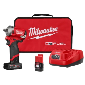 Milwaukee 2555-22 M12 FUEL 12 Volt Lithium-Ion Brushless Cordless Stubby 1/2 in. Impact Wrench Kit