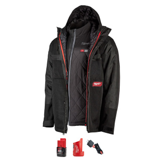 Milwaukee 255B-21S M12 Heated AXIS Layering System with GridIron Workshell Kit S (Black)