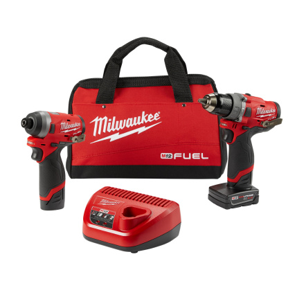 Milwaukee 2598-22 M12 FUEL 12 Volt Lithium-Ion Brushless Cordless 2-Tool Combo Kit: 1/2 in. Hammer Drill and 1/4 in. Hex Impact Driver