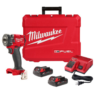 Milwaukee 2854-22CT M18 FUEL 18 Volt Lithium-Ion Brushless Cordless 3/8 Compact Impact Wrench w/ Friction Ring CP2.0 Kit
