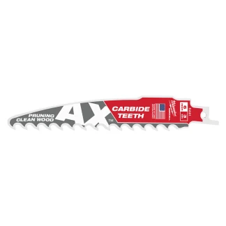 Milwaukee 48-00-5231 6" 3 TPI The AX with Carbide Teeth for Pruning & Clean Wood SAWZALL Blade 1PK