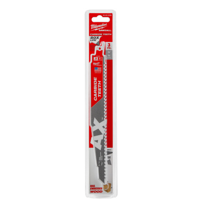 Milwaukee 48-00-5326 9 in. 5 TPI The Ax Carbide Teeth SAWZALL Reciporcating Saw Blades - 3 Pack