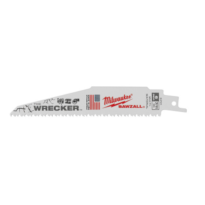 Milwaukee 48-00-5701 6 in. 7/11TPI The Wrecker Multi-Material SAWZALL Reciporcating Saw Blade - 5 Pack