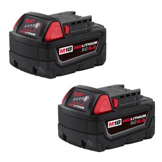 Milwaukee 48-11-1852 M18 18 Volt Lithium-Ion Cordless REDLITHIUM XC 5.0Ah Extended Capacity Battery Pack (2 Piece)