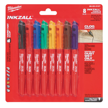 Milwaukee 48-22-3107 INKZALL Fine Point Colored Markers (4 Pack)