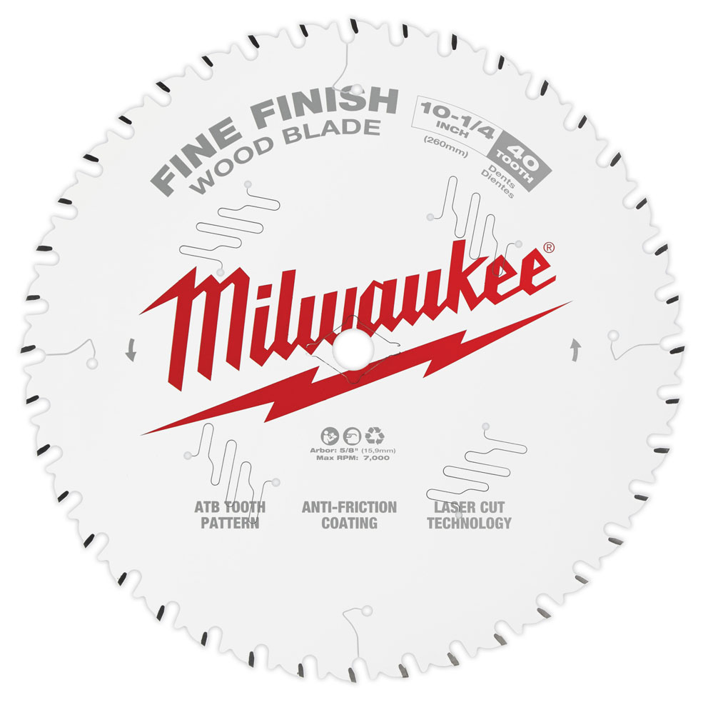Milwaukee 48-40-1040 10-1/4 in. 40 Tooth Fine Finish Circular Saw Blade  Adam's Tarp  Tool Ltd