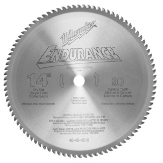 Milwaukee 48-40-4510 14 in. 90 Tooth Dry Cut Carbide Tipped Circular Saw Blade