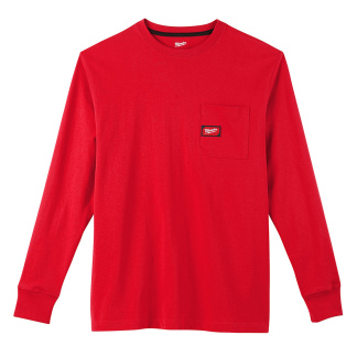 Milwaukee 602R-XL Heavy Duty Pocket T-Shirt - Long Sleeve - Red XL