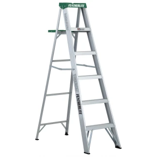 6 ft Featherlite 2406 Aluminum Step Ladder, Type II, 225 lb Load Capacity