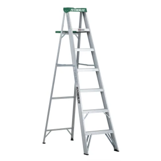 7 ft Featherlite 2407 Aluminum Step Ladder, Type II, 225 lb Load Capacity