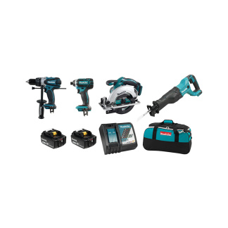 Makita DLX4058M 18V LXT Cordless 4 Piece Combo 4.0Ah Kit with 2 Batteries