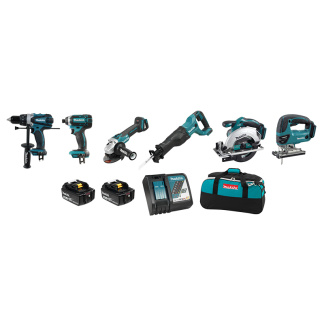 Makita DLX6079M 18V LXT Cordless 6 Piece Combo 4.0Ah Kit with 2 Batteries