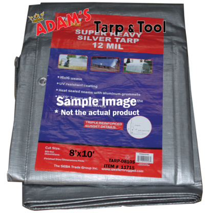Western Rugged 11715 8'x10' Industrial Grade 12mil Silver Tarp with 16x16 Weave