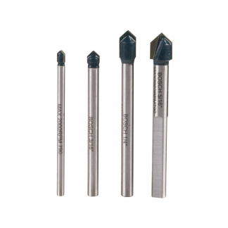 Bosch GT2000 4pc Glass & Tile Drill Bit Set, Precision-Ground Carbide Tip, Reinforced Head