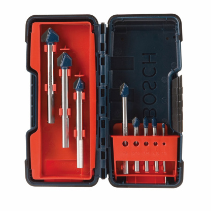 Bosch GT3000 8pc Glass & Tile Set Drill Bit Set, Precision-Ground Carbide Tip, Reinforced Head