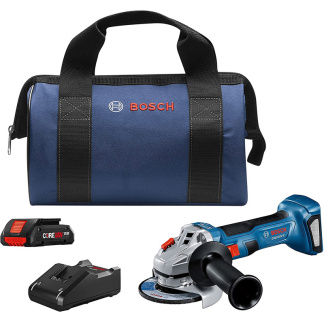 Bosch GWS18V-8B15 Cordless 18V Brushless 4-1/2" Angle Grinder, Slide Switch (1) 4Ah Battery (1) Charger