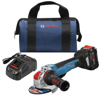 Bosch GWX18V-50PCB14 Cordless 18V X-LOCK Brushless Connected-Ready 4-1/2"-5" Angle Grinder Kit, Paddle Switch (1) 8Ah Battery (1) Charger