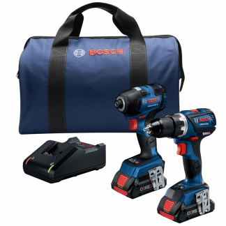 Bosch GXL18V-238B25 Cordless 18V 2pc Combo Kit, Connected-Ready 1/4" Hex Impact Driver, 1/2" Drill/Driver (2) 4Ah Batteries (1) Charger