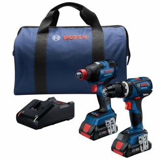 Bosch GXL18V-251B25 Cordless 18V 2pc Combo Kit, Connected-Ready Freak 1/4" & 1/2" 2-in-1 Impact Driver, 1/2" Hammer Drill/Driver (2) 4Ah (1) Charger