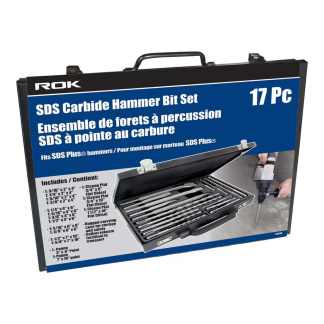 ROK 25638 17PC SDS Plus Carbide Hammer Drill Bit & Chisel Set
