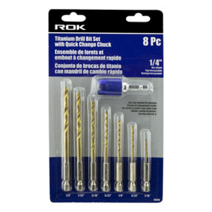 ROK 36325 DRILL BIT SET TITANIUM HEX 8PC