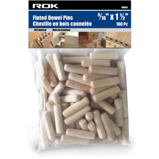 ROK 44024 DOWEL PINS FLUTED 5/16X1-1/2IN