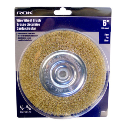 ROK 45334 6" BRASS WIRE WHEEL BRUSH - FINE