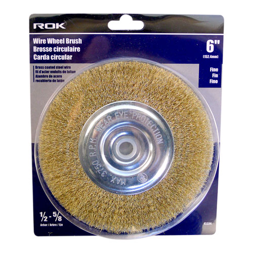 ROK 45334 6″ BRASS WIRE WHEEL BRUSH – FINE