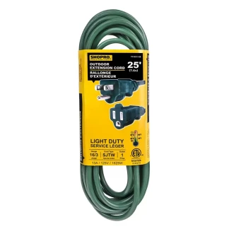 Shopro P010813-25 Green 25' 16/3 Extension Cord SJTW