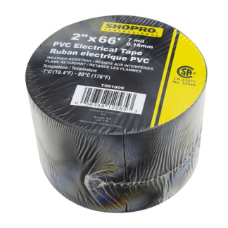 SHOPRO T001809 Tape PVC Black CSA 2"x66'