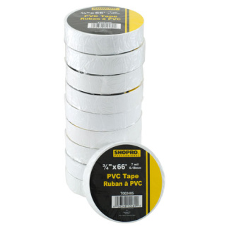 SHOPRO T002405 Tape PVC 3/4"x66' White