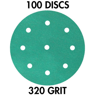 Klingspor 353166 FP 77 K T-ACT GLS27 5" H&L 8-Hole With 10mm Center Hole 320 Grit Sanding Discs, 100PK