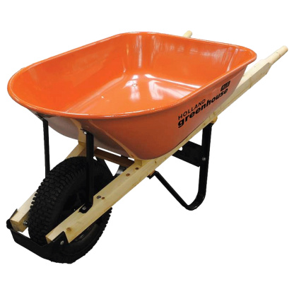 GreenHouse W000427N 6 cu. ft. Orange Wheelbarrow with Pneumatic Tire