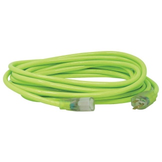 Southwire 2577SW000X 25' Fluorescent Green Outdoor Extension Cord SJTW 12/3 15A