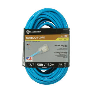 Southwire 2578SW000H 50' 12/3 Blue Outdoor Extension Cord