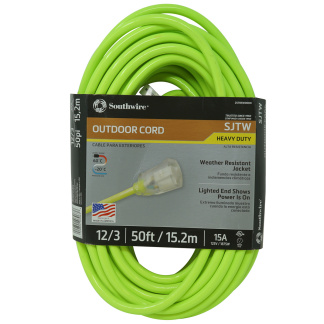 Southwire 2578SW000X 50' 12/3 Green Outdoor Extension Cord