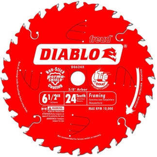 Freud Diablo D0624PX 6-1/2" 24T Framing / Demolition Blade Pack