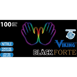 Viking 34605L 4.5Mil Large Black Forte Nitrile Disposable Gloves