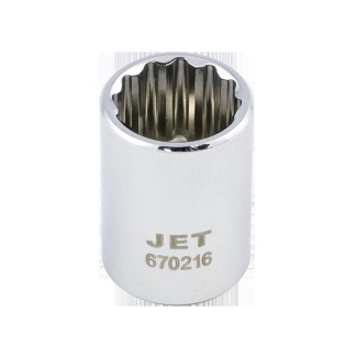 Jet 670216 1/4" DR x 1/2" Regular Chrome Socket 12 Point