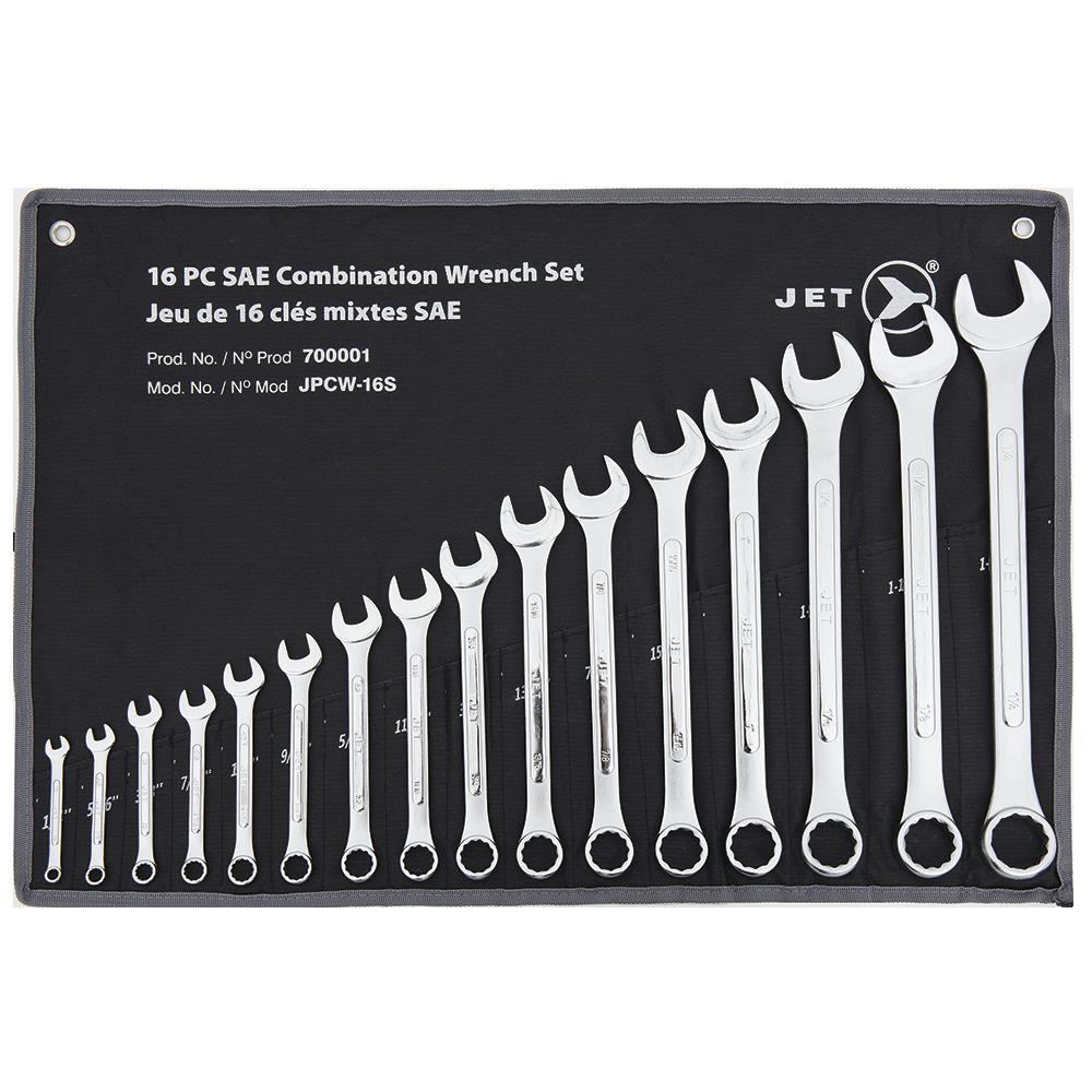 Jet 700001 16PC SAE Raised Panel Combination Wrench Set, JPCW-16S